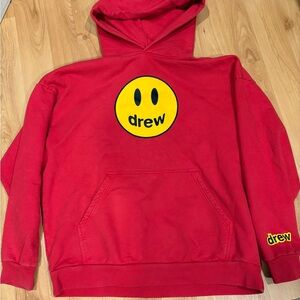 Drew House Red Hoodie with Yellow Logo